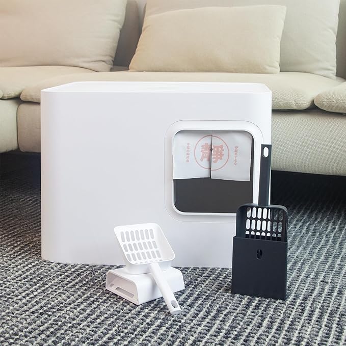 Cat Pooper Scooper, 2 in 1 Cat Litter Scoop with Holder Stand Cat Stuff Cat Scooper for Litter Box Cat Accessories Cat Supplies Kitty Litter Scoop Heavy Duty and Easy Clean Scoop Away Cat Litter