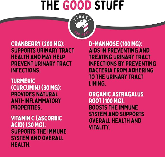 Bladder Health Dog & Cat UTI Remedy - Cranberry Supplement for Pet, Bladder, Kidney Support & Urinary Tract Health Powder with Cranberry & D-Mannose (120g - 120 Scoops)