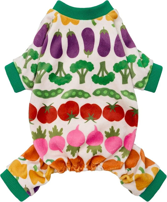 Fitwarm Funny Vegetable Dog Pajamas, Warm Winter Dog Clothes for Small Dogs Boy Girl, Cozy Pet Onesie with Feet, Green, White, Red, Pink, Purple, XL