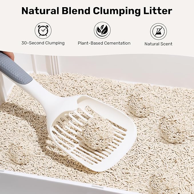 FUKUMARU Tofu Cat Litter, 32lb Fast Clumping & Superior Odor Control, 100% Natural with Bean Dregs & Corn Starch, Dust-Free, Flushable, Low Tracking, Ultra Absorbent, Lightweight, 8lb x 4 Bags