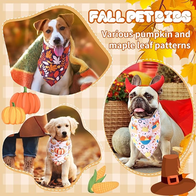 200Pcs Fall Dog Bandanas Bulk Thanksgiving Scarf for Dogs Costume Accessories Pet Triangle Kerchief Bibs Outfit Holiday Washable Scarves Bandanas Pet Shops Grooming for Girl and Boy