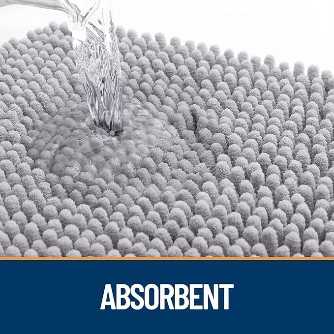 OLANLY Dog Door Mat for Muddy Paws 47x32, Absorbs Moisture and Dirt, Absorbent Non-Slip Washable Doormat, Quick Dry Chenille Mud Mat for Dogs, Entry Indoor Entryway Carpet for Inside Floor, Light Grey