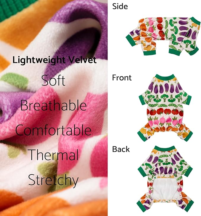 Fitwarm Funny Vegetable Dog Pajamas, Warm Winter Dog Clothes for Small Dogs Boy Girl, Cozy Pet Onesie with Feet, Green, White, Red, Pink, Purple, Large
