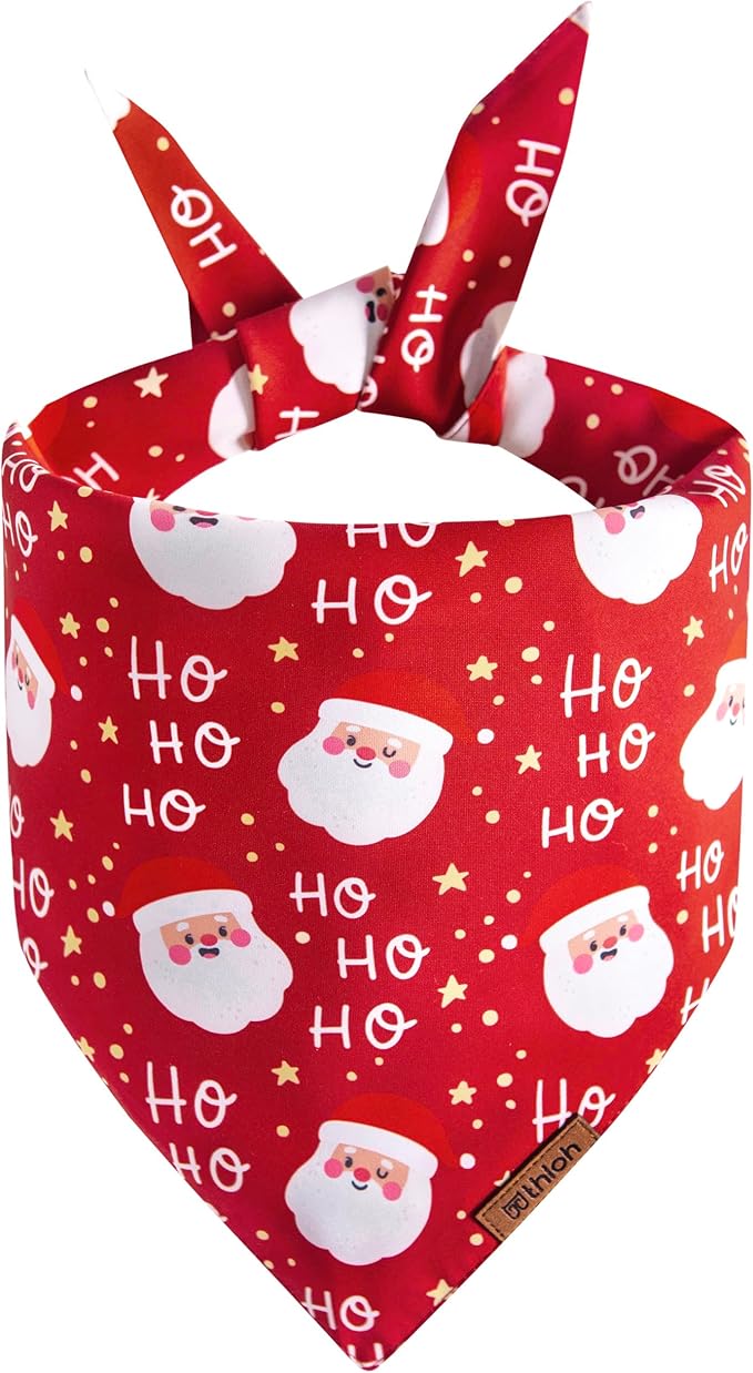 Christmas Dog Bandanas - 2 Pack Reversible Santa Claus & Christmas Tree Dog Scarf for Boy & Girl, Premium Durable Fabric, Festival Dog Bib, Holiday Bandana for Large & Extra Large Dogs (X-Large)