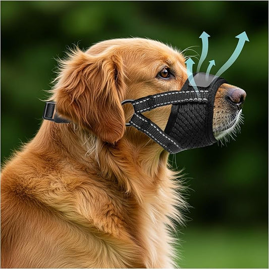 Dog Muzzle for Large Dogs - Soft Breathable Muzzle for Large Sized Dog with Air Mesh | Adjustable Mussels for Dogs Grooming | Muzzles to Prevent Biting Barking Chewing Allows Panting Drinking