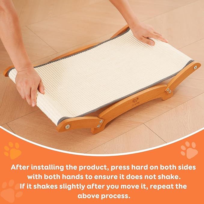 Extra-Larger Sisal Cat Scratcher Bed, Durable Cat Scratching Post with Hammock for Indoor Cats Lounger & Sleep & Scratch, Natural Sisal Cat Scratch Pad, Sturdy Solid Wood Frame (Upgraded Extra-Larger)