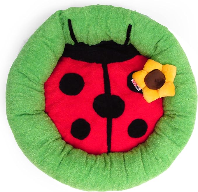 TONBO Soft Plush Small Cute and Cozy Nature Dog Cat Bed, Washer and Dryer Friendly (Ladybug)