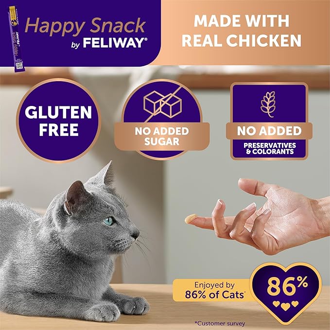 FELIWAY Classic 3 x 30 Day Cat Calming Refills for Pheromone Diffuser & Happy Snack Delicious Calming cat Treats (12-ct Chicken Flavor)