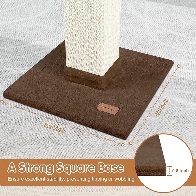 Cat Scratching Post 33 inch for Indoor Cats, High Cat Scratch Post Brown, Cat Tree for Full-Body Stretching, Protect Your Furniture