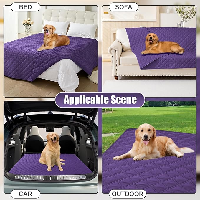 Smiry Waterproof Dog Blanket, Reversible Dog Bed Cover Pet Blanket, Soft Pet Couch Covers for Sofa Washable, Bed Couch Sofa Furniture Protector for Puppy Cat Kids (52"x82", Purple/Purple)