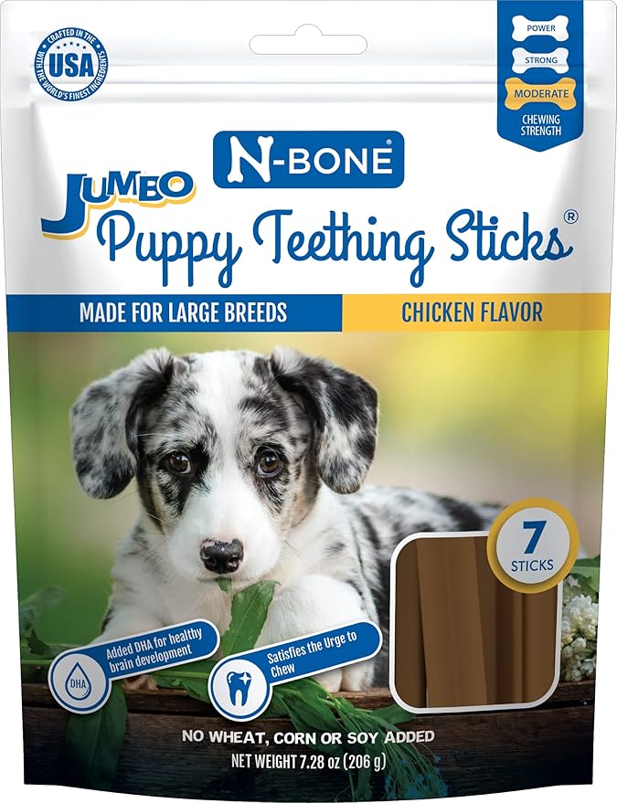 N-Bone Jumbo Puppy Teething Sticks Chicken Flavor Dog Treats, 7.28-oz Bag