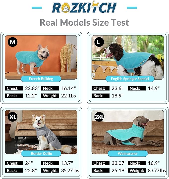 ROZKITCH Reversible Dog Coat Super Warm Fleece Sherpa Sweater with Embroidery, Adjustable Double-Sided Plush Sweatshirt for Small Mdium Large Giant Breeds Bluegreen 4XL