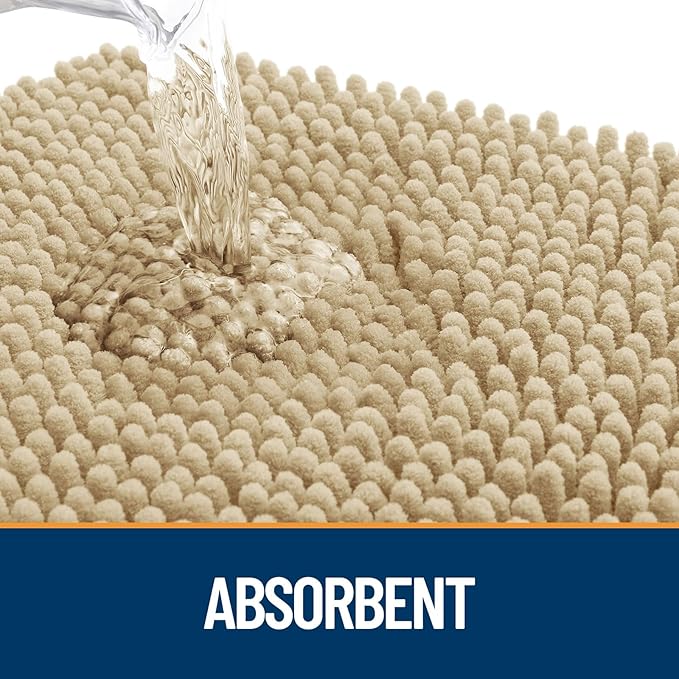 OLANLY Dog Door Mat for Muddy Paws 45x27, Absorbs Moisture and Dirt, Absorbent Non-Slip Washable Doormat, Quick Dry Chenille Mud Mat for Dogs, Entry Indoor Entryway Carpet for Inside Floor, Beige