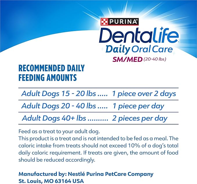 DentaLife Daily Oral Care Dog Treats for Small and Medium Dogs, Chewy Dental Treat to Freshen Breath and Fight Tartar, Chicken Flavor, 28.5 oz., 40 Chews - 40 ct. Pouch