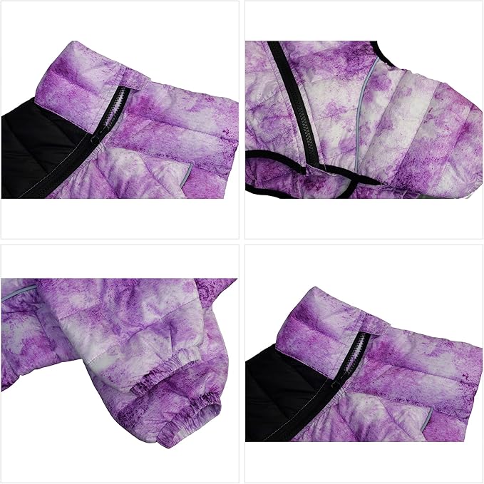 Micai Dog Warm Jacket, Waterproof Windproof Reflective Vest, Zippered Adjustable Outdoor Snow Jacket for Small to Large Dogs, Purple XL
