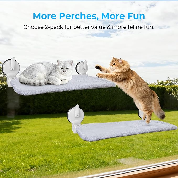 L&W BROS. Cat Window Perch with Lever Lock Suction Cups Holds up to 50 lbs Foldable & Space Saving Design Heavy Duty Window Hammock for Large Cats (L 1Pc)