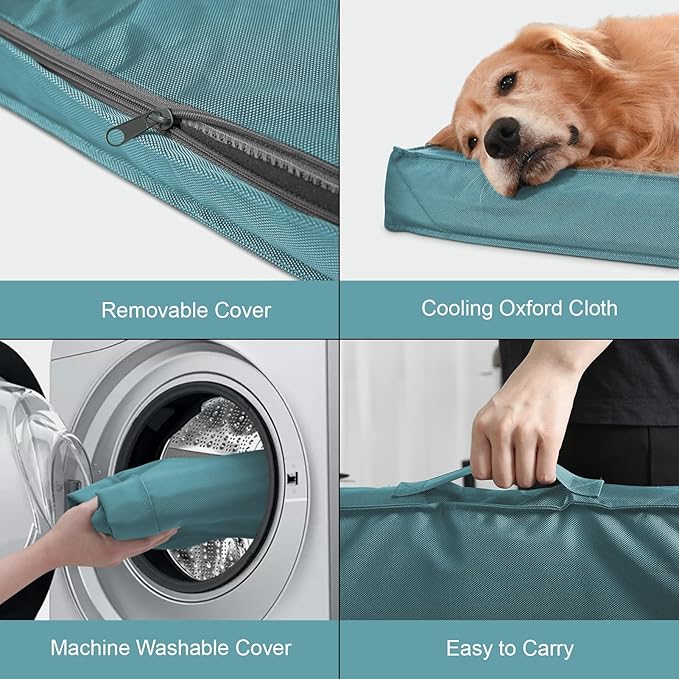 Orthopedic Dog Bed for Medium Dogs - Waterproof & Machine Washable Pet Bed with Egg Crate Foam, Removable Cover for Easy Cleaning, for Indoor & Outdoor Use, 30x20 Inch, Light Blue