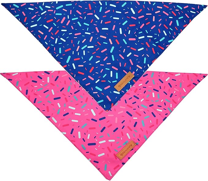 Realeaf Dog Birthday Bandanas 2 Pack, Dog Birthday Party Supplies, Blue and Pink Bandana, Triangle Reversible Pet Scarf for Boy and Girl, Premium Durable Fabric, Multiple Sizes Offered (Large)
