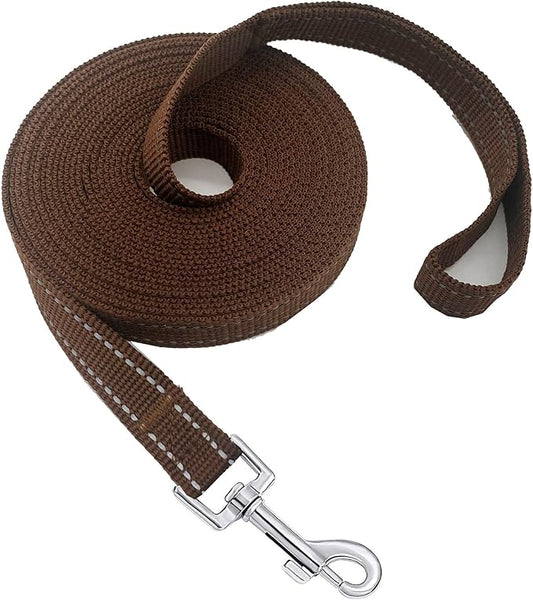 Nylon Training Dog Leash for Small Medium Dogs, 15ft 20ft 30ft 50ft 100ft Reflective Long Leash Dog/Puppy Lead for Obedience Recall Training, Camping