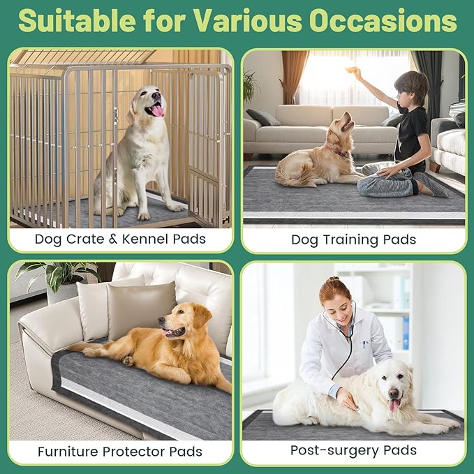 Gimars XL 28"x34" 6-Layer Ultra Abolsorbent Charcoal Pee Pads for Dogs, Leak-Proof Carbon Dog Puppy Pads, Odor-Control & Quick Dry Dog Training Pads 30 Counts