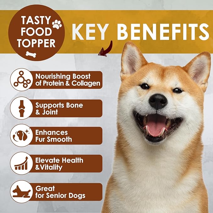 Zammex Grass-Fed Beef Bone Broth Protein Powder for Dogs & Cats - Joint & Bone Support, Healthy Fur Enhancer, Pet Food Topper for Dry & Wet, 10.58oz