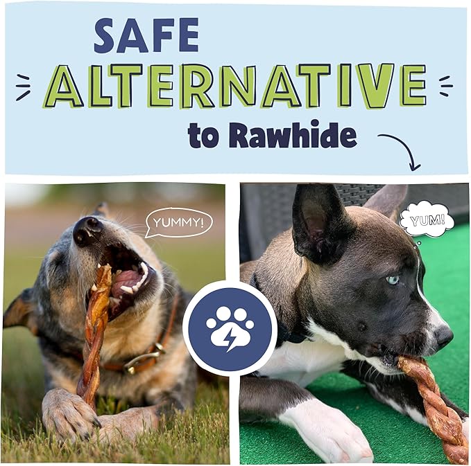 Pawstruck Natural 9” Braided Bully Sticks for Dogs - Tough, Long-Lasting, Rawhide-Free, Low Odor, Healthy Single Ingredient Chew Treat for Aggressive Chewers - 25 Count - Packaging May Vary