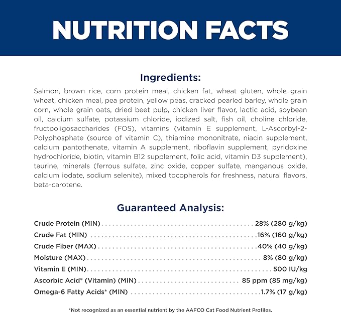 Hill's Science Diet Adult 1-6, Adult 1-6 Premium Nutrition, Dry Cat Food, Salmon & Brown Rice, 6.5 lb Bag
