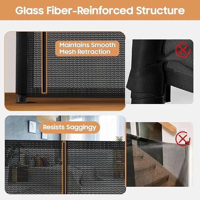 160" Retractable Baby Gates, 42" Extra Tall Upgraded Baby Gate with Reinforced Strip Design, Prevent from Crawling Underneath, Extra Wide Dog Gate Baby Gates for Stairs Doorways Indoor Outdoor