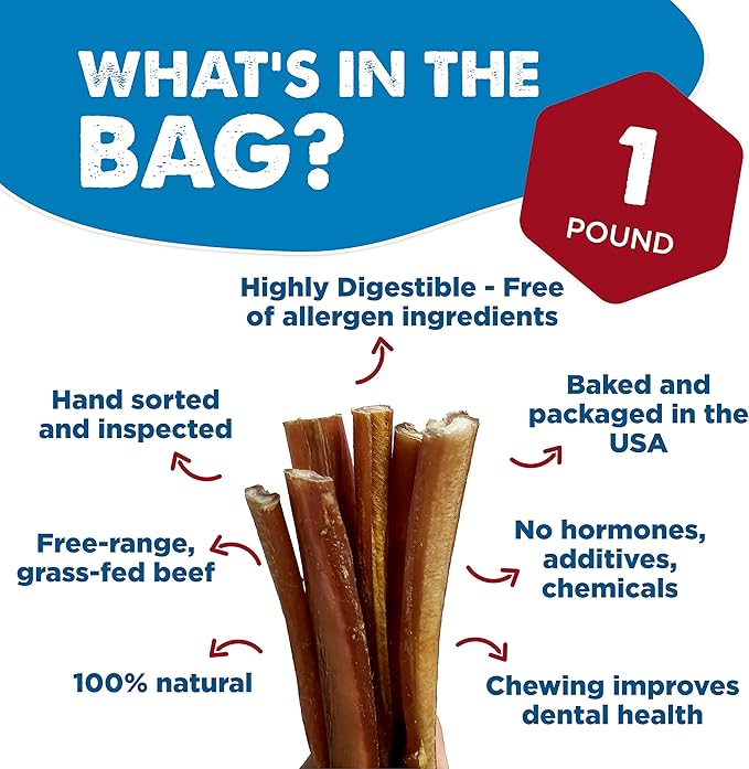 Best Bully Sticks 4 Inch Bully Sticks - 16 oz (Pack of 1) - 100% Natural Grass-Fed, Grain and Rawhide Free, Ideal for Small or Young Canines