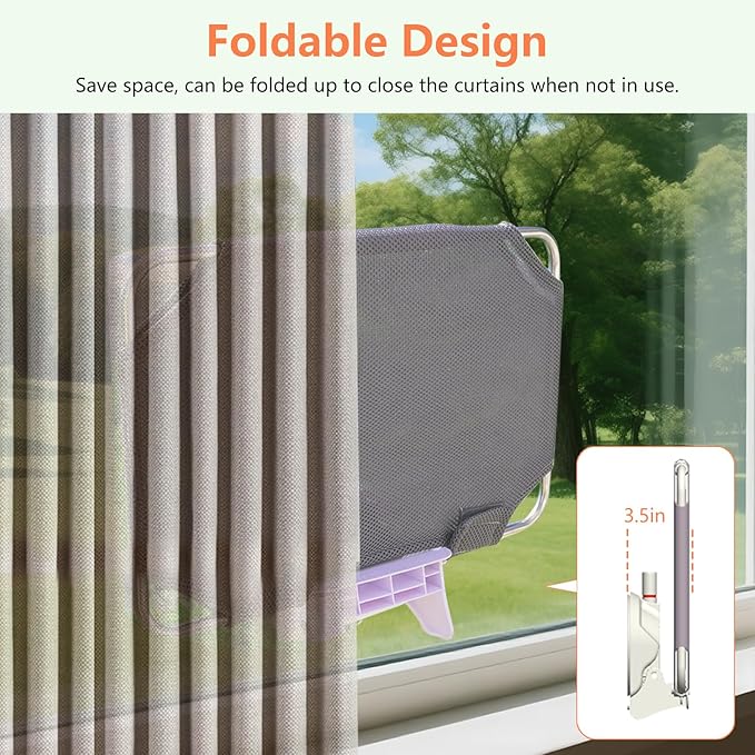 Cat Window Perch,Cordless Cat Window Hammock,Cats Seat for Windowsill,Foldable Cat's Windows Bed for Large Cats with Suction Visualization Pwerful Suction Cups,Especially Suitable for Small Windows