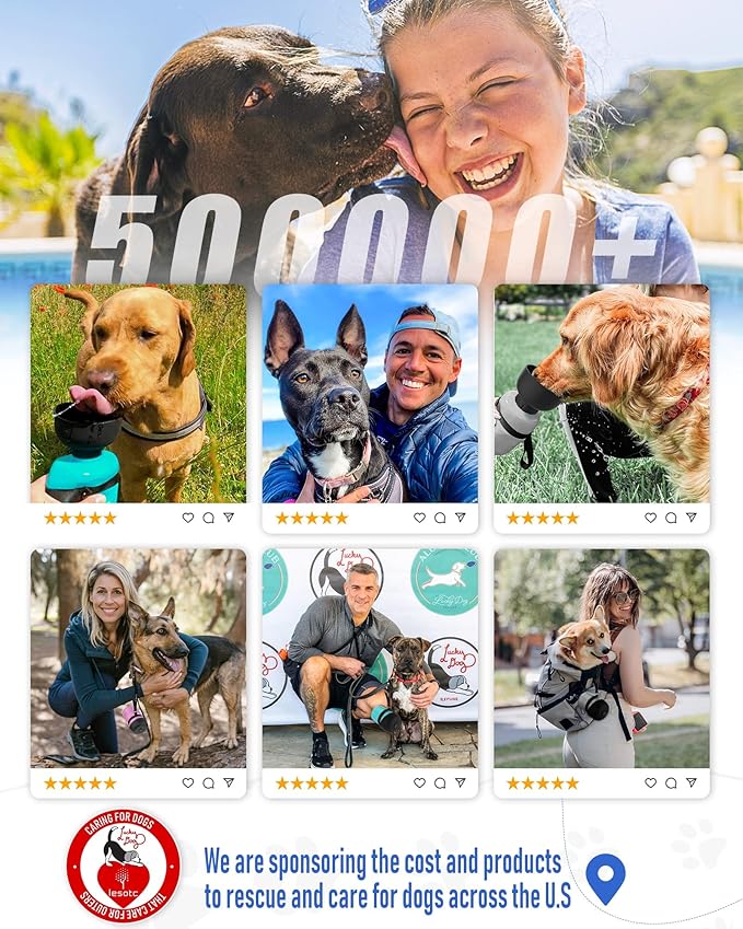 Lesotc Dog Water Bottle, Portable Pet Dispenser with Water Bowl, Leak Proof Pet Travel Squeeze Bottle, Puppy Essentials Dog Stuff Accessories for Outdoor Walking, Hiking, Camping