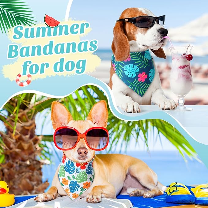 Shyyween100 Pieces Hawaii Dog Bandanas Bulk Summer Bandanas for Dogs Soft Bibs Adjustable Triangle Scarf for Small Medium Large Pets Summer Costume