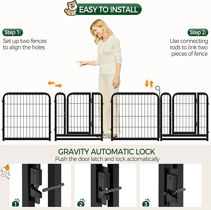 Yaheetech Dog Playpen Outdoor, 24 inch 16 Panels Dog Pen Indoor Heavy Duty Puppy Exercise Pen Metal Pet Fence for RV Camping/Yard/Garden
