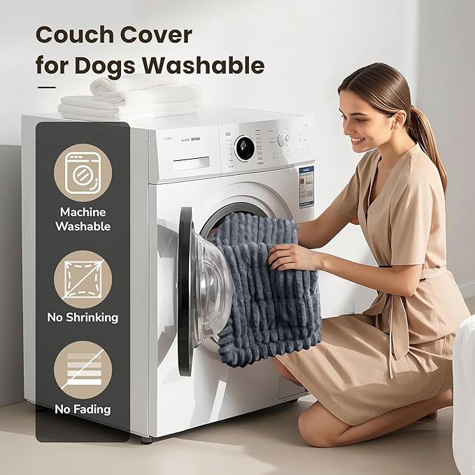 Couch Cover for Dogs Washable, Non-Slip Pet Couch Covers for Sofa, Durable Dog Couch Cover Protector, Fuzzy Sofa Slipcovers for Dog, Pet Friendly