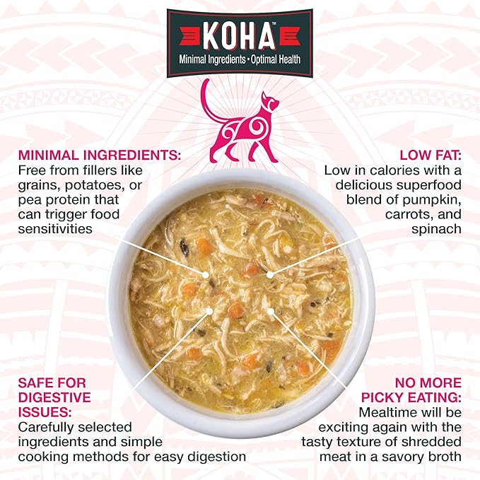 KOHA Pure Shreds Cat Variety Pack, High Protein Wet Cat Food - 5 Flavors - Beef, Duck, Chicken & Duck and Chicken & Salmon Food for Cats - 2.8 oz Cans, Pack of 12