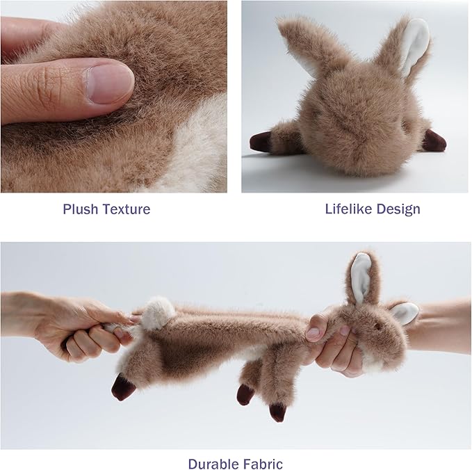 No-Stuffing Bunny Squeaky Dog Toy for Aggressive Chewers, Tear-Resistant Plush Puppy Teething Toy to Keep Them Busy, Tough Interactive Tug of War & Dental Chew for Small Medium Large Dogs