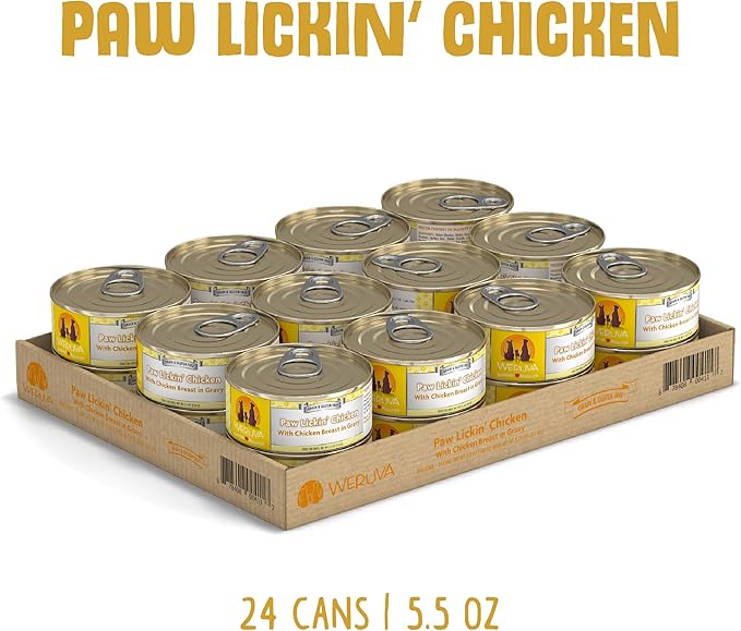 Weruva Classic Dog Food, Paw Lickin’ Chicken with Chicken Breast in Gravy, 5.5oz Can (Pack of 24)