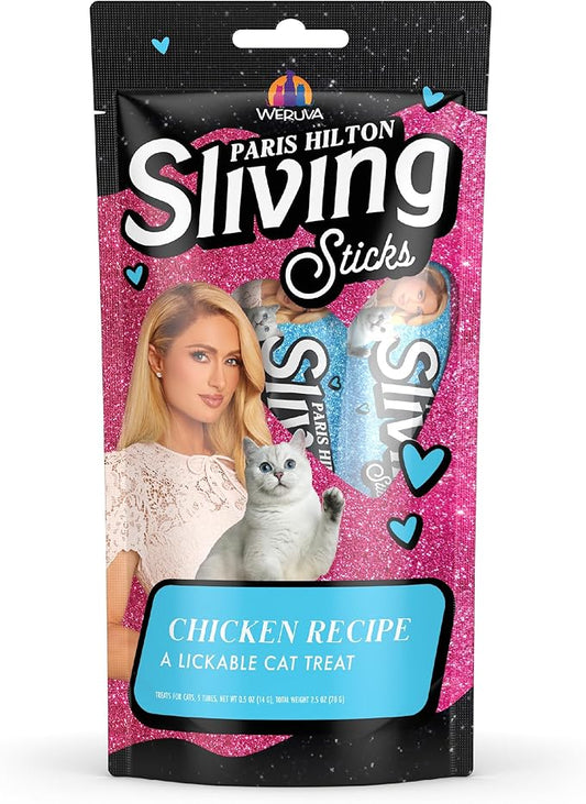 Weruva Paris Hilton Pamper Like Paris Sliving Sticks, Chicken, 0.5oz Lickable Cat Treats, Pack of 5