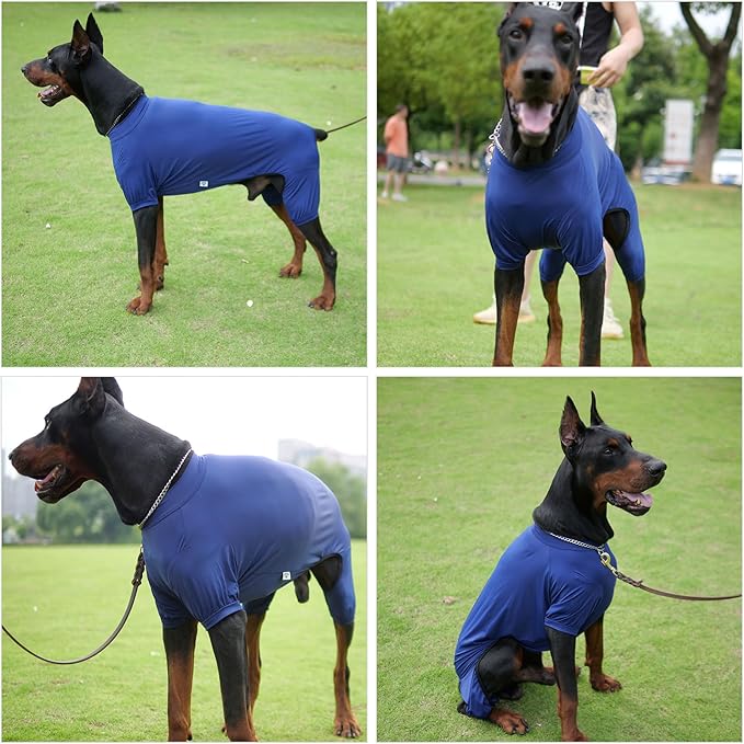 LoveLongLong Dog Jumpsuit with UV Protection and Quick-Dry Fabric for Spring Summer Pet Pajamas Navy Blue XS