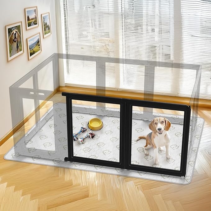 FXW AuraSpace Acrylic Indoor Dog Playpen for Medium Dogs, 35 inch, 2 Panels, Black