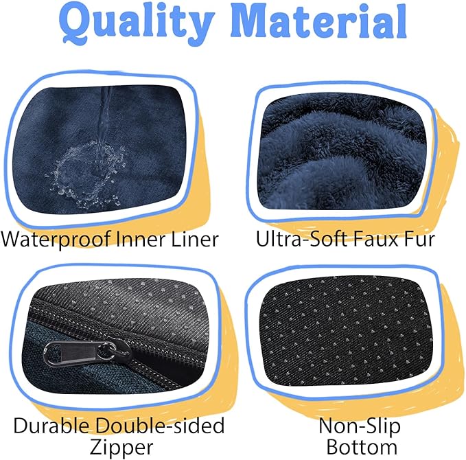 Washable Orthopedic Large Dog Bed - Extra Large Dog Bed with Bolsters Removable Orthopedic Foam Support Dogs Beds for XL Large Size Pet with Waterproof Cover Non-Slip Bottom