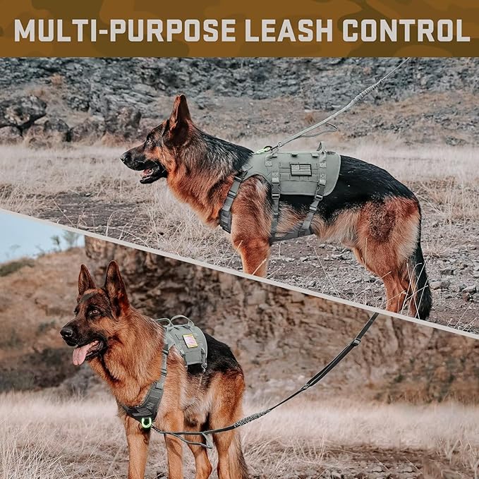 Forestpaw Dog Harness Medium Sized,Tactical Dog Harness with Handle,No Pull Military Style Service Dog Vest with Pockets Adjustable for Medium Dogs,Gray,Chest 15.5-25.5"
