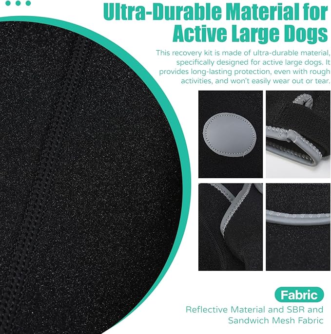 Dog Recovery Sleeves, Cone Collar Alternative, Reflective Material Design Abrasion Resistant Dog Recovery Suit, Washable 3mm Thick and Waterproof, Pets Sleeve Anti Licking Wounds and Keep Dry