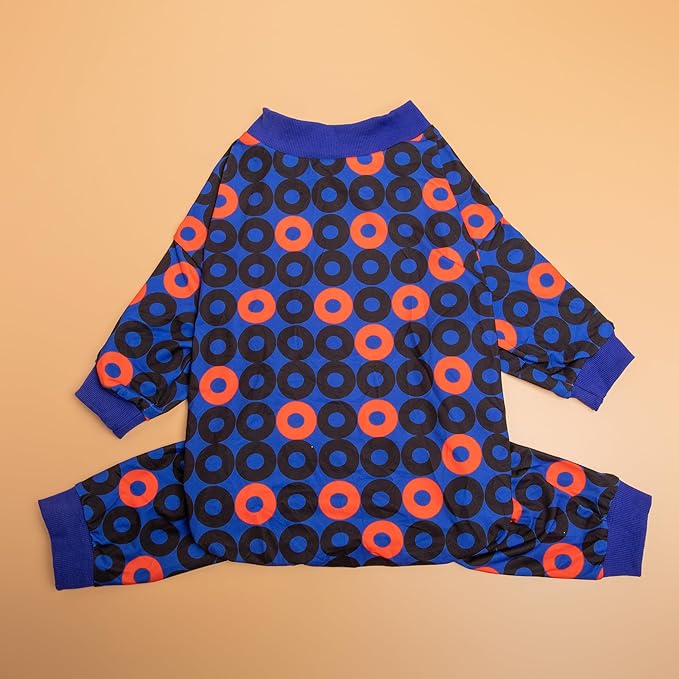 LovinPet Dog Pjs for Extra Large Dogs Anti Licking Anxiety Calming Big Dog Pajamas,Lightweight Stretchy Fabric,Ring Print,Jammies for Large Dogs,Pitbull Party Clothes,Big Dog Costume,Medium