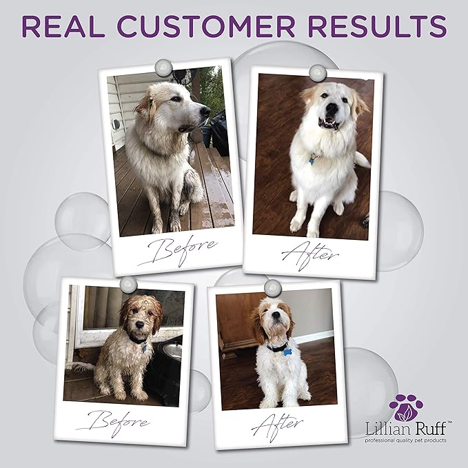 Lillian Ruff PRO Formula Ultra Brightening Dog Shampoo - Professional Whitening & Long-Lasting Odor Eliminator, Remove Stains & Discoloration, Dry Skin & Itch Relief with Aloe & Provitamin B5 (Gallon)