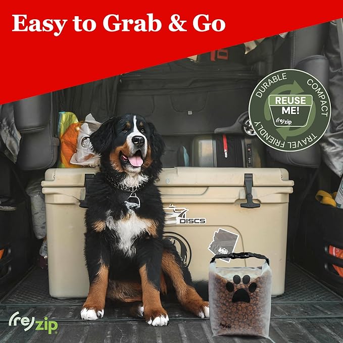 (re)zip Roll Top Pet Food Storage Bag (14-Cup) | BPA-Free, Food Grade, Pet Safe | Keeps Kibble Fresh for Camping, Dog Boarding, Weekend Getaways | Machine Washable