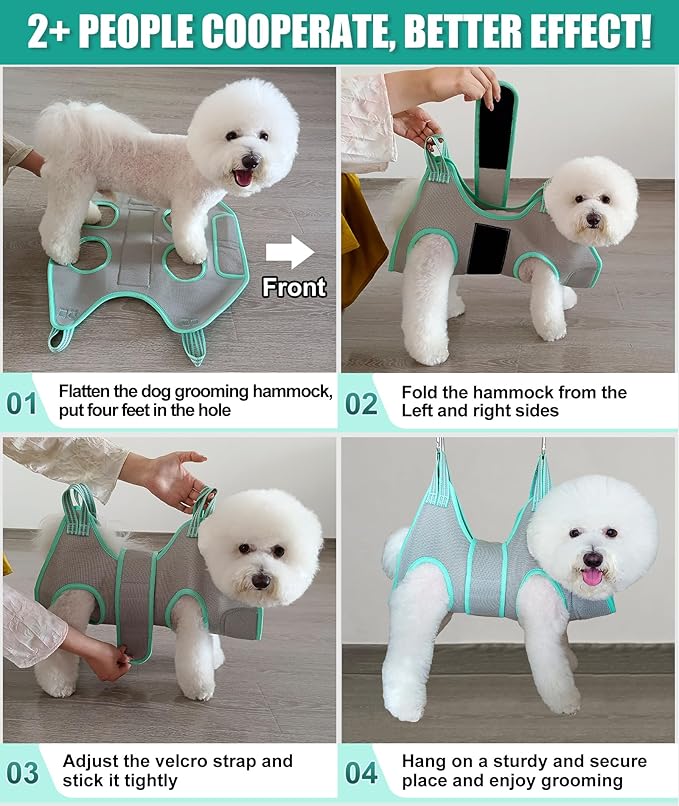 Dog Grooming Hammock Harness, Small Dog Groming Sling, Gray Dog Hanging Harness for Nail Trimming,Dog Nail Clipping Hanger Restraint Holder