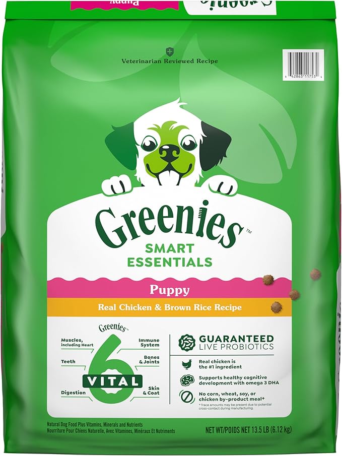 Greenies Smart Essentials Puppy High Protein Dry Dog Food Real Chicken & Brown Rice Recipe, 13.5 lb. Bag
