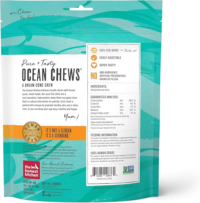 The Honest Kitchen Ocean Chews™ Crispy Cod Fish Skins Dog Treats, 2.75 oz (Beams™)