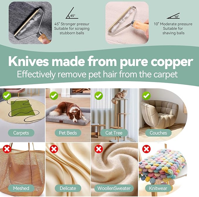 Pet Hair Remover Tool 4-Pack, Dog Cat Hair Remover with 1PCS Pet Grooming Glove, Lint Shaver Cleaner Pro, Portable Carpet Scraper for Carpets, Clothes, Car Mats, Couch, Pet Bed, Furniture